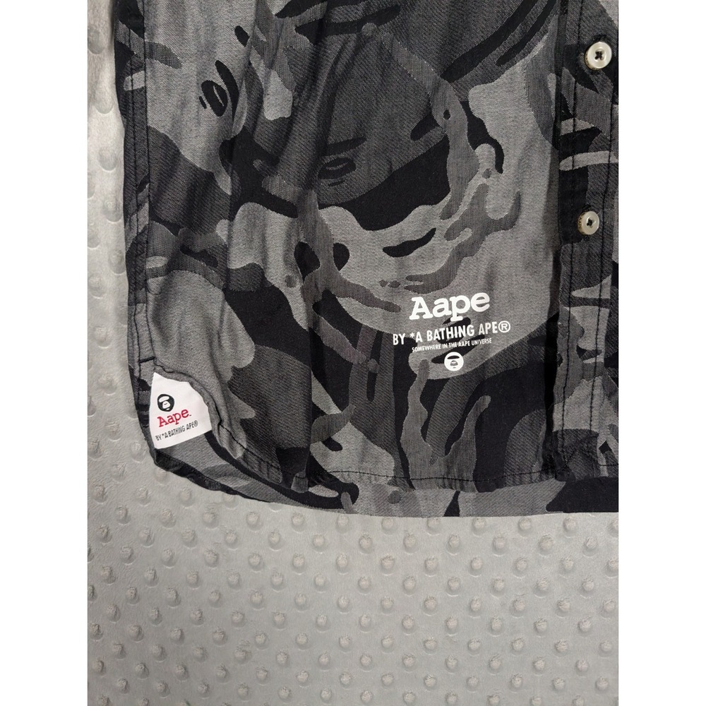 AAPE By a Bathing Ape Long Sleeve Button Down Shirt Men's Medium Camo Slim Fit - Picture 2 of 14